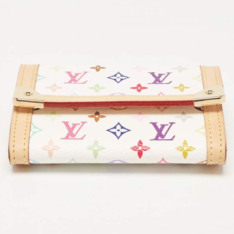 Pre Owned Louis Vuitton White Monogram Multicolore Canvas Porte-Monnaie Plat Coin Purse