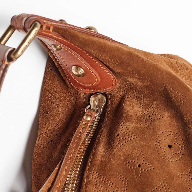 Pre Owned Louis Vuitton Brown Suede Onatah GM Hobo