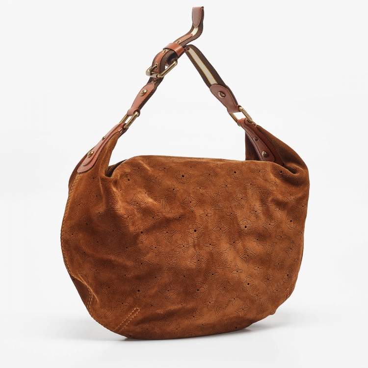 Pre Owned Louis Vuitton Brown Suede Onatah GM Hobo
