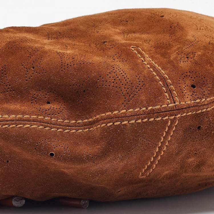 Pre Owned Louis Vuitton Brown Suede Onatah GM Hobo