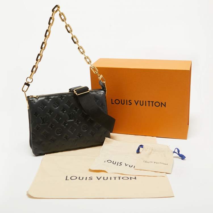 Pre Owned Louis Vuitton Black Monogram Embossed Leather Coussin PM Bag