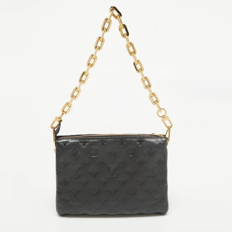 Pre Owned Louis Vuitton Black Monogram Embossed Leather Coussin PM Bag