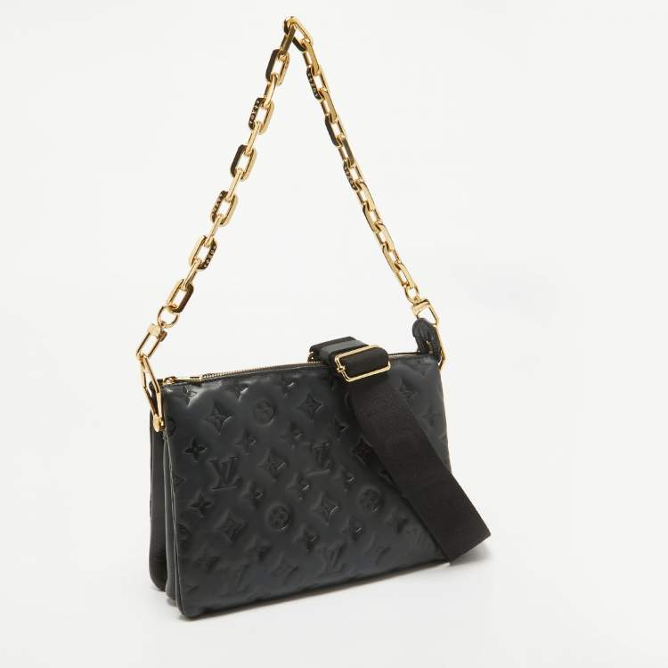 Pre Owned Louis Vuitton Black Monogram Embossed Leather Coussin PM Bag