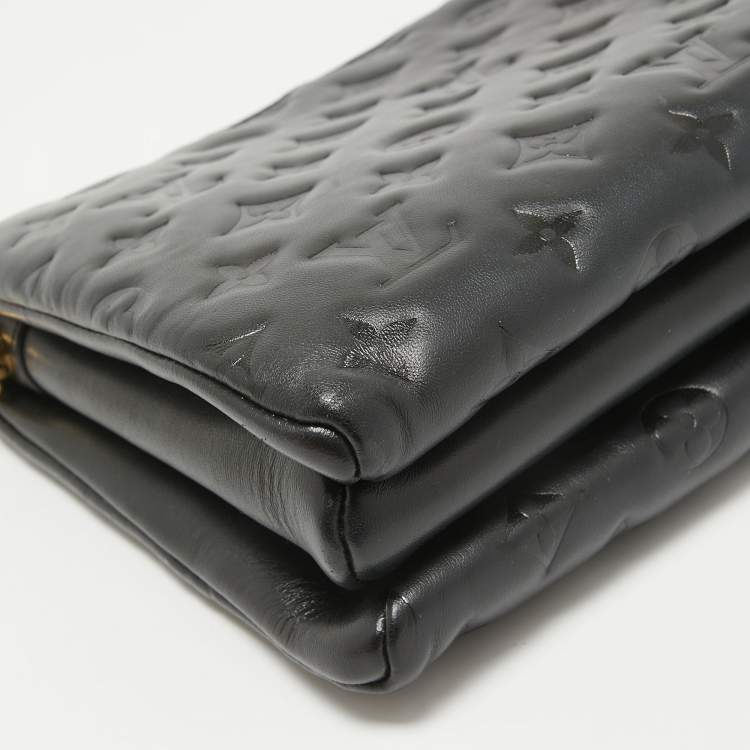 Pre Owned Louis Vuitton Black Monogram Embossed Leather Coussin PM Bag