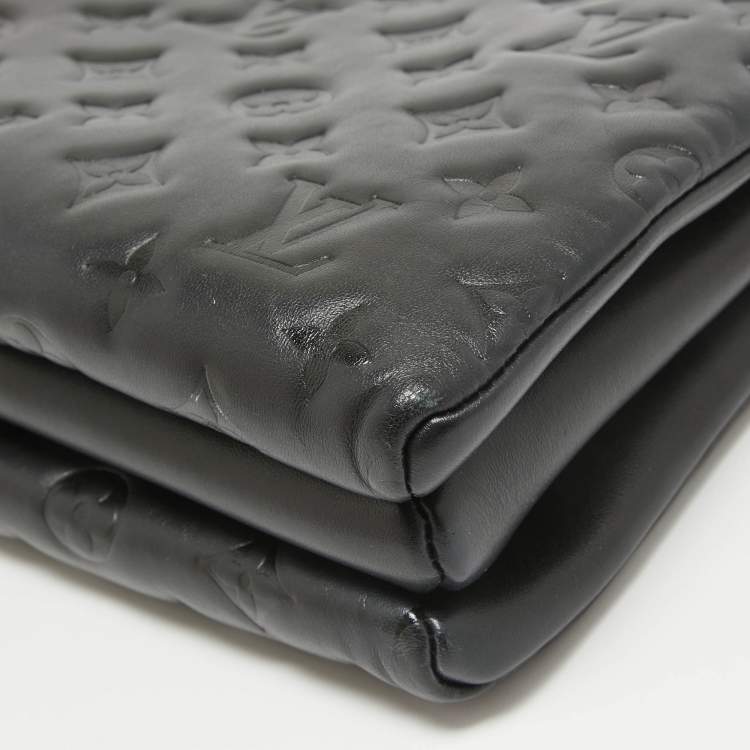 Pre Owned Louis Vuitton Black Monogram Embossed Leather Coussin PM Bag