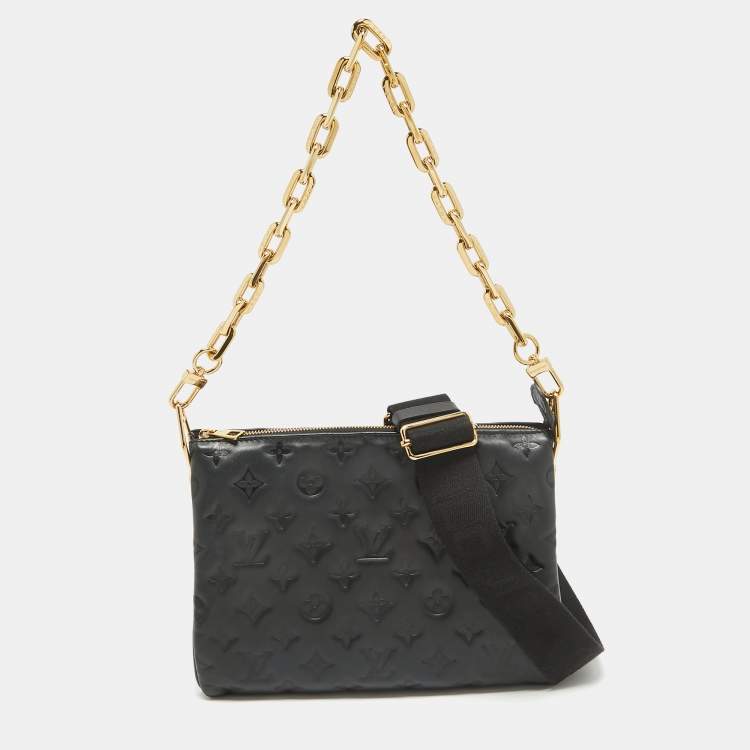 Pre Owned Louis Vuitton Black Monogram Embossed Leather Coussin PM Bag
