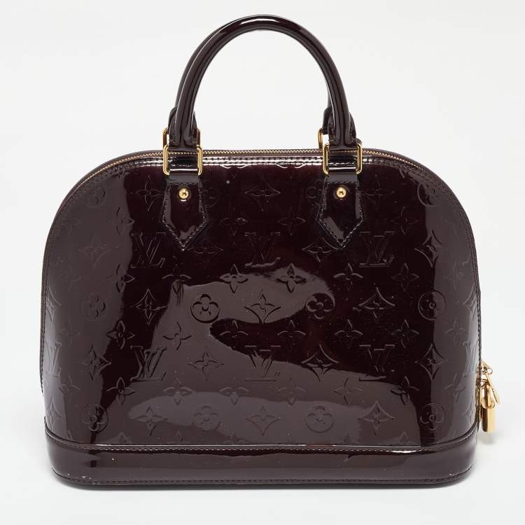 Pre Owned Louis Vuitton Amarante Monogram Vernis Alma PM Bag