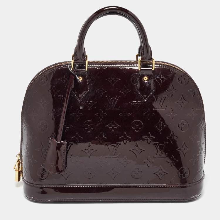 Pre Owned Louis Vuitton Amarante Monogram Vernis Alma PM Bag
