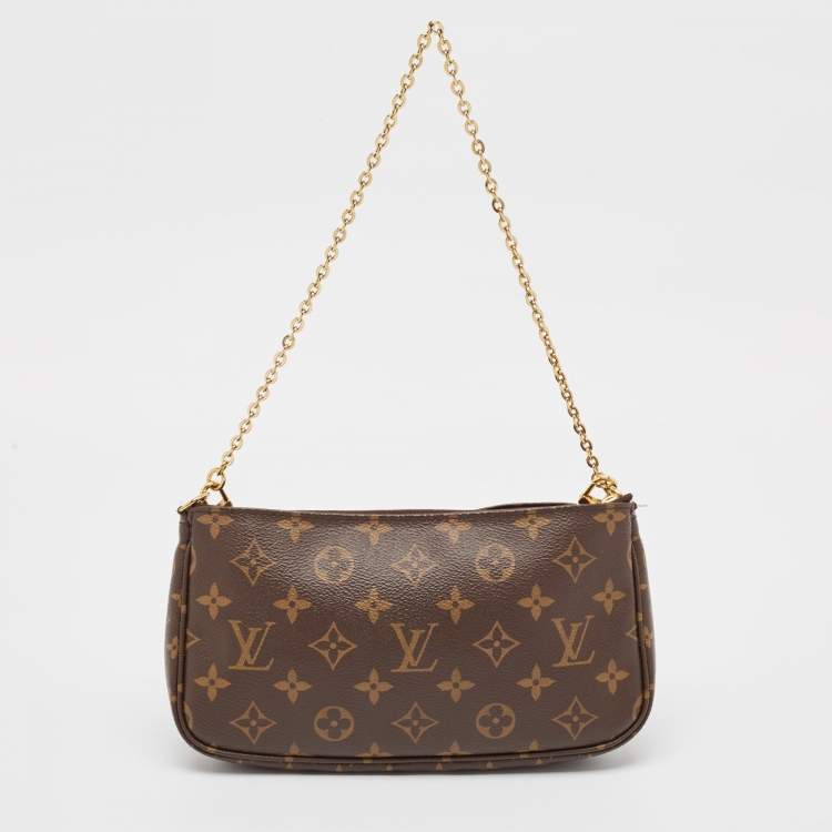 Pre Owned Louis Vuitton Khaki Monogram Canvas Multi Pochette Accessoires Bag