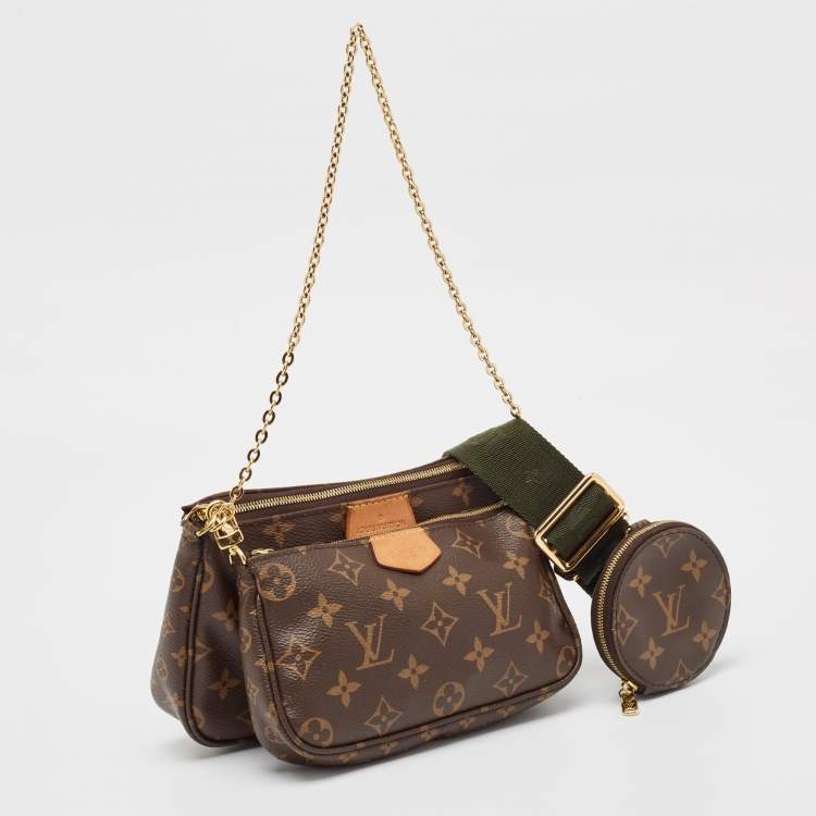 Pre Owned Louis Vuitton Khaki Monogram Canvas Multi Pochette Accessoires Bag