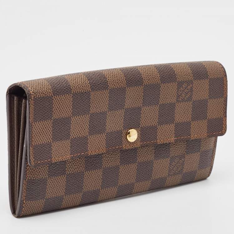 Pre Owned Louis Vuitton Damier Ebene Canvas Sarah Wallet