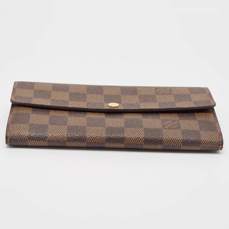 Pre Owned Louis Vuitton Damier Ebene Canvas Sarah Wallet