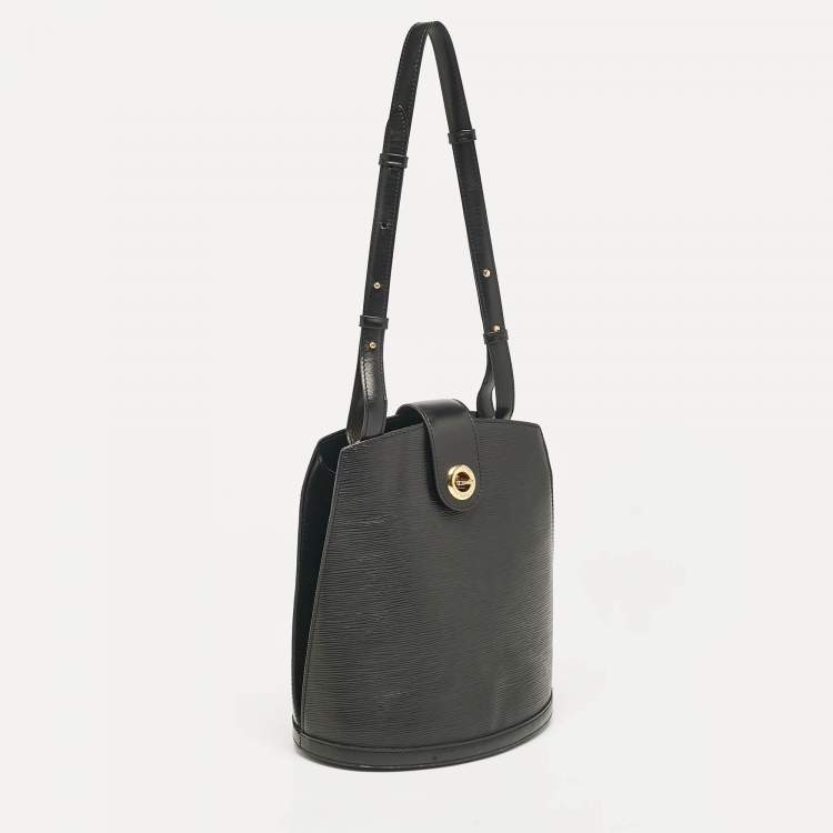 Pre Owned Louis Vuitton Black Epi Leather Cluny Bucket Bag