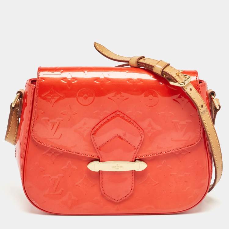 Pre Owned Louis Vuitton Rouge Grenadine Monogram Vernis Bellflower GM Bag