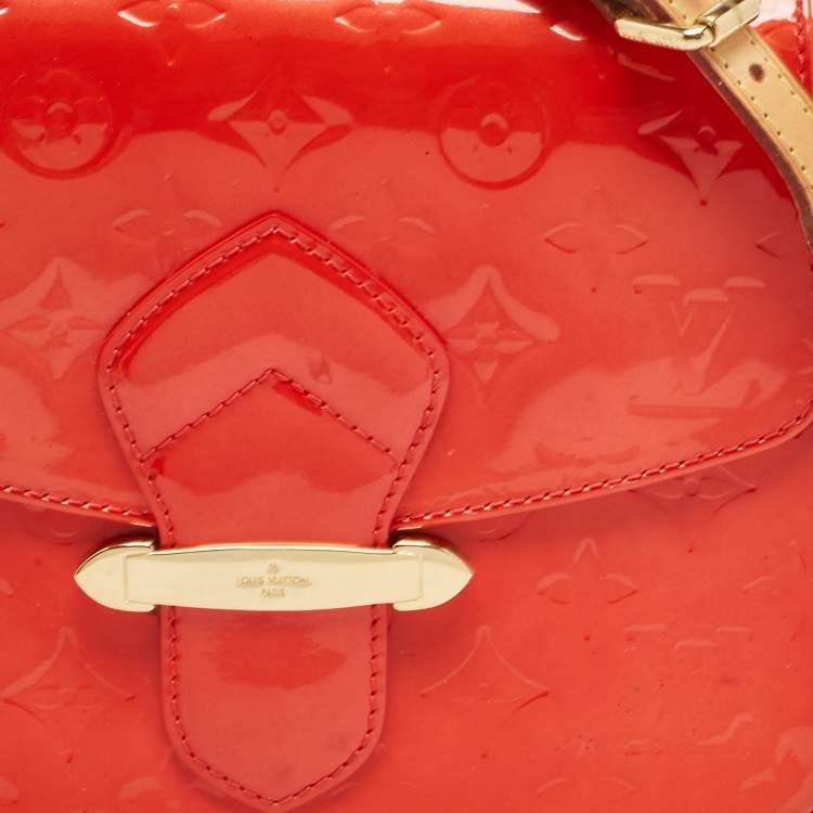 Pre Owned Louis Vuitton Rouge Grenadine Monogram Vernis Bellflower GM Bag