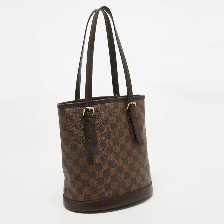 Pre Owned Louis Vuitton Damier Ebene Canvas Marais Bucket Bag