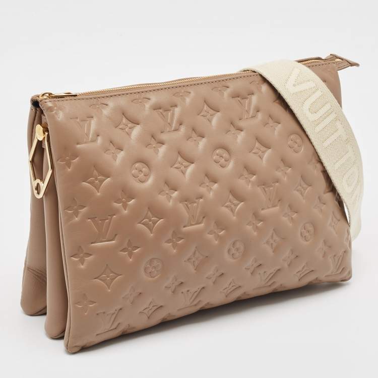 Pre Owned Louis Vuitton Taupe Monogram Puffy Leather Coussin MM Bag