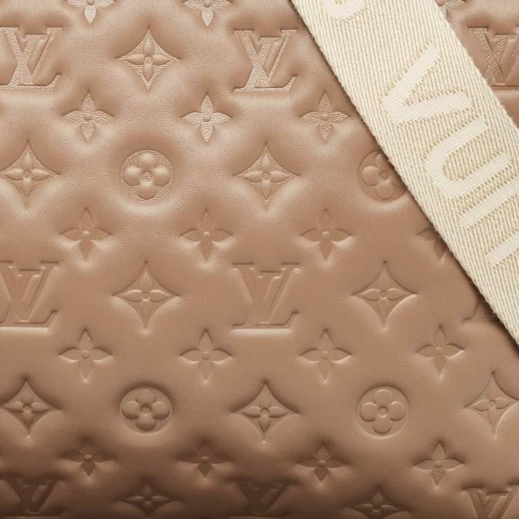 Pre Owned Louis Vuitton Taupe Monogram Puffy Leather Coussin MM Bag