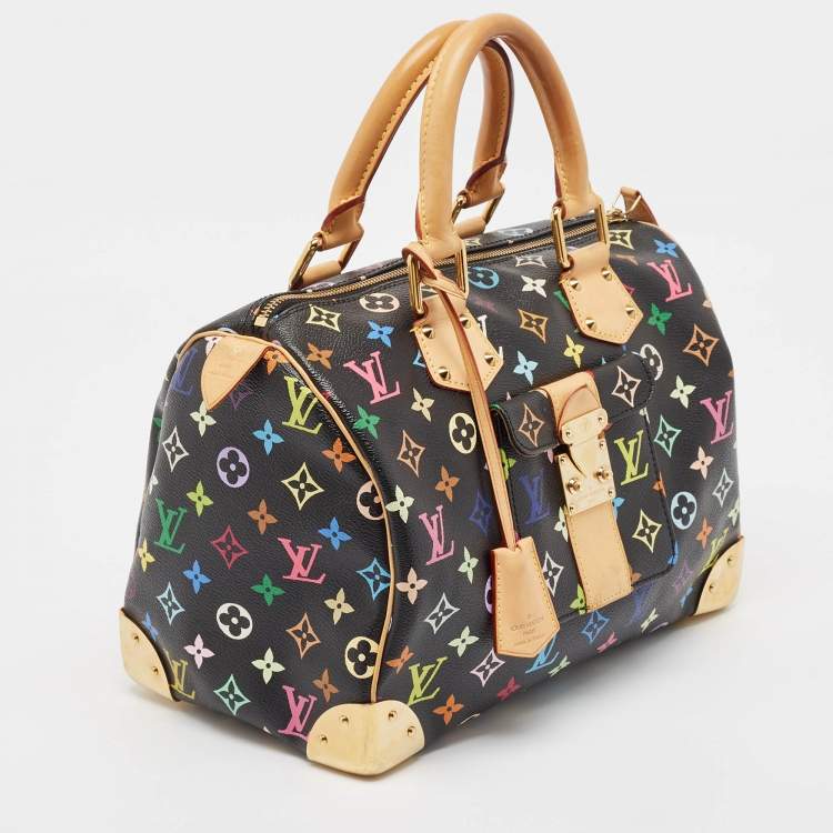 Pre Owned Louis Vuitton Black Monogram Multicolore Canvas Speedy 30 Bag