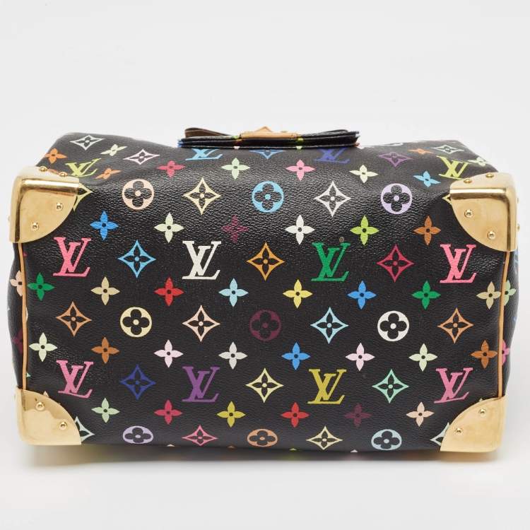 Pre Owned Louis Vuitton Black Monogram Multicolore Canvas Speedy 30 Bag