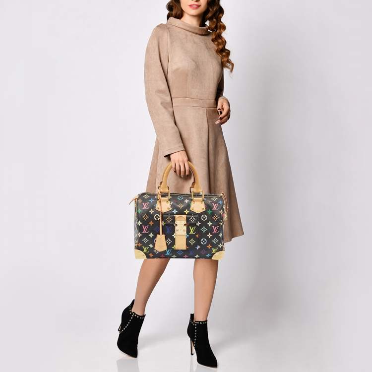 Pre Owned Louis Vuitton Black Monogram Multicolore Canvas Speedy 30 Bag