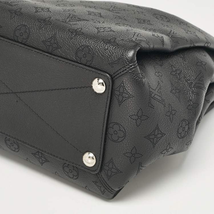 Pre Owned Louis Vuitton Black Monogram Mahina Leather Babylone PM Bag