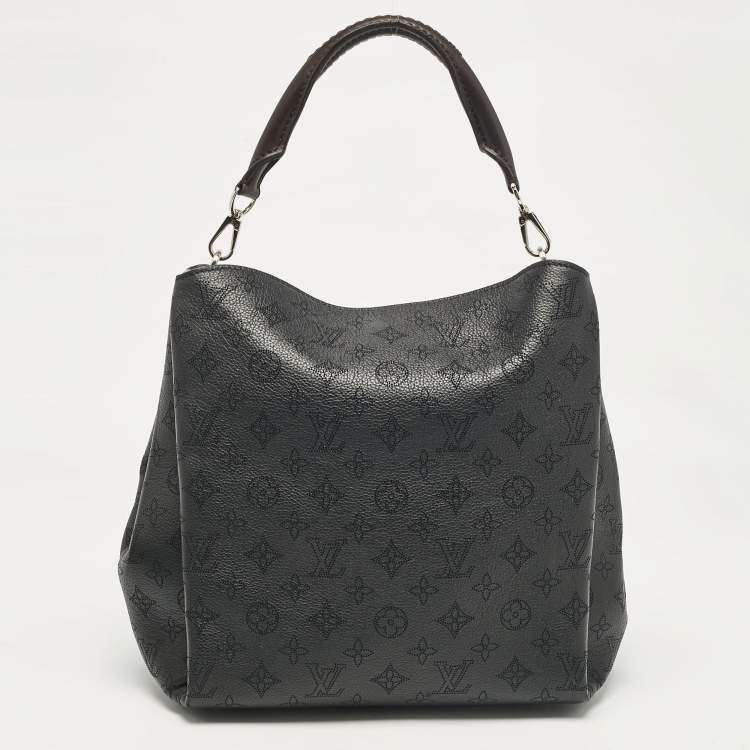 Pre Owned Louis Vuitton Black Monogram Mahina Leather Babylone PM Bag