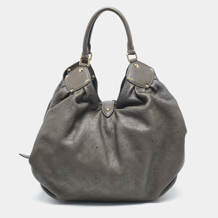 Pre Owned Louis Vuitton Grey Monogram Mahina Leather Surya XL Bag