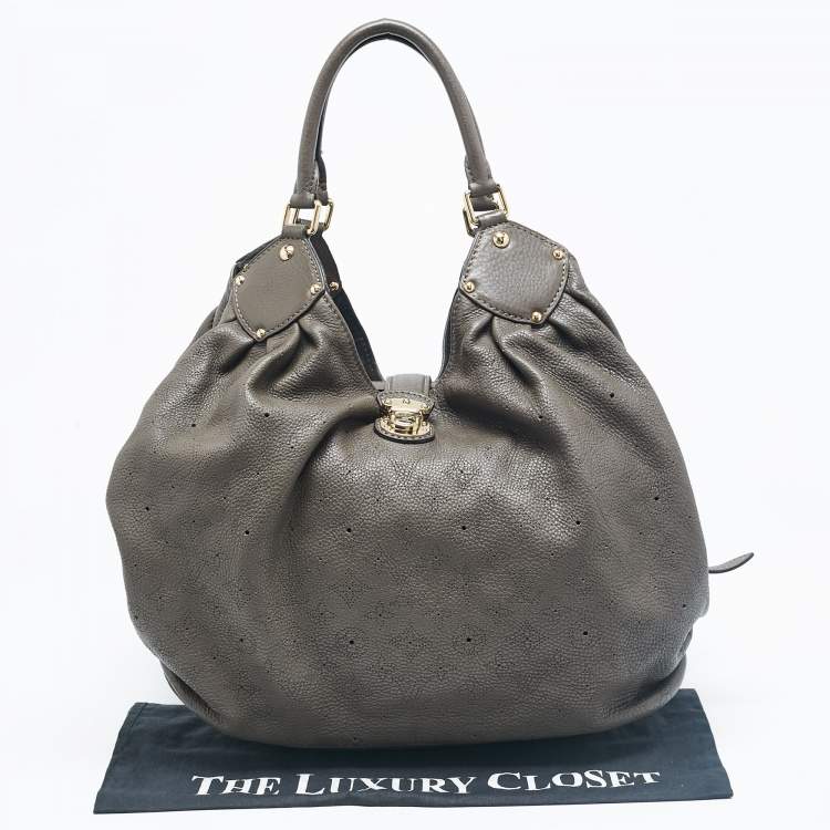 Pre Owned Louis Vuitton Grey Monogram Mahina Leather Surya XL Bag