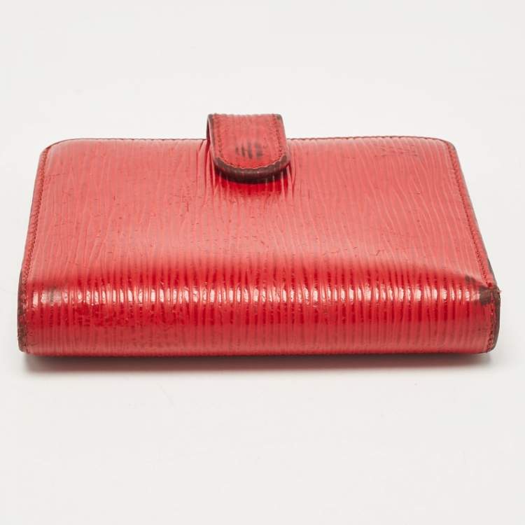 Pre Owned Louis Vuitton Red Epi Leather Porte Billets Compact Wallet 