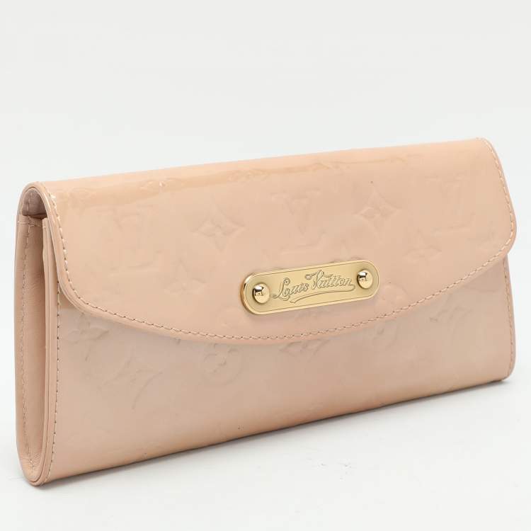 Pre Owned Louis Vuitton Beige Monogram Vernis Leather Sunset Boulevard Clutch