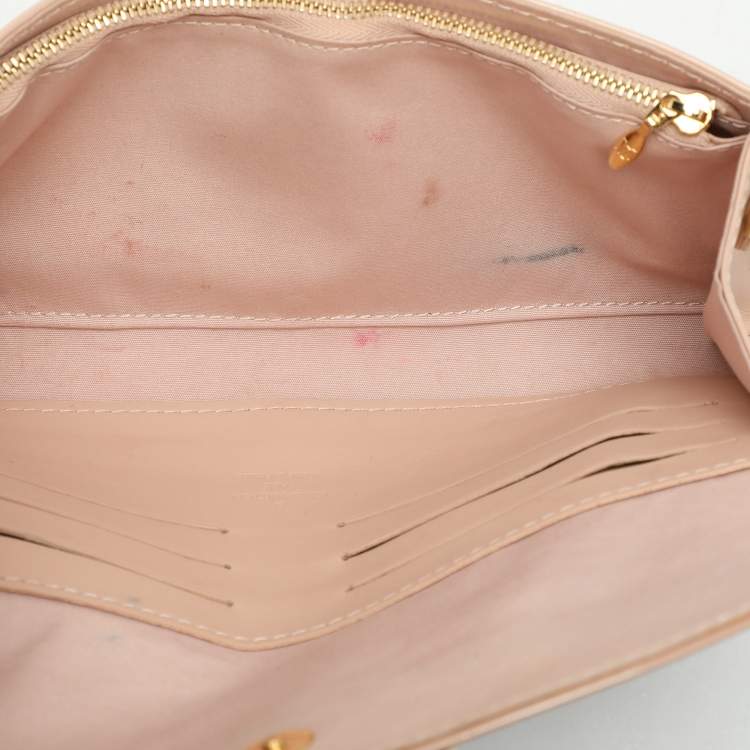 Pre Owned Louis Vuitton Beige Monogram Vernis Leather Sunset Boulevard Clutch