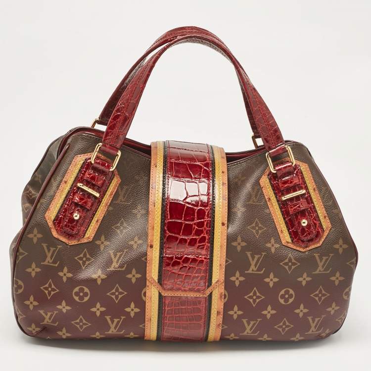 Pre Owned Louis Vuitton Bordeaux Monogram Canvas Limited Edition Mirage Griet Exotic Bag
