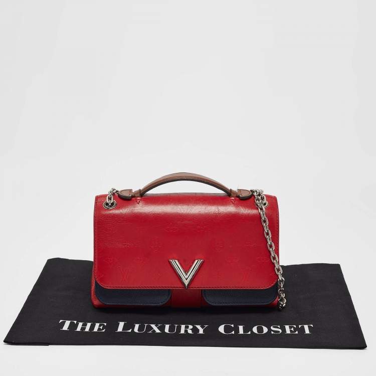 Pre Owned Louis Vuitton Red/Blue Monogram Leather Very Chain Bag