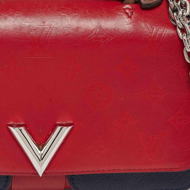 Pre Owned Louis Vuitton Red/Blue Monogram Leather Very Chain Bag