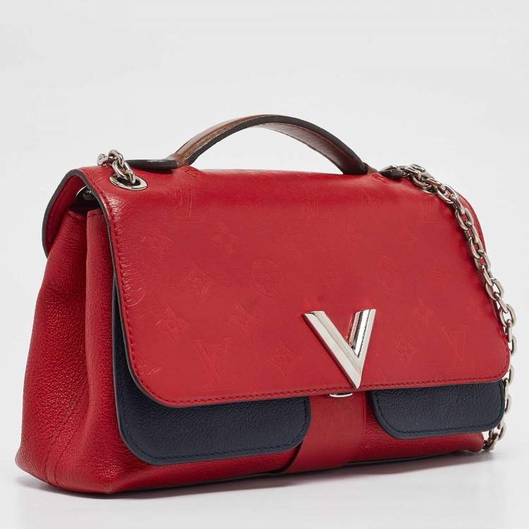 Pre Owned Louis Vuitton Red/Blue Monogram Leather Very Chain Bag