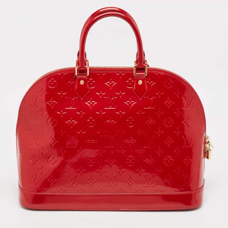 Pre Owned Louis Vuitton Pomme D’amour Monogram Vernis Alma GM Bag