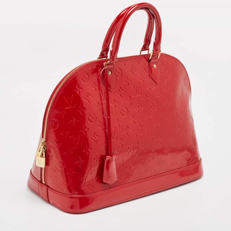 Pre Owned Louis Vuitton Pomme D’amour Monogram Vernis Alma GM Bag
