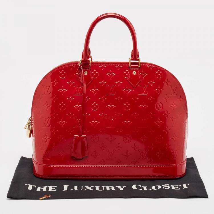 Pre Owned Louis Vuitton Pomme D’amour Monogram Vernis Alma GM Bag
