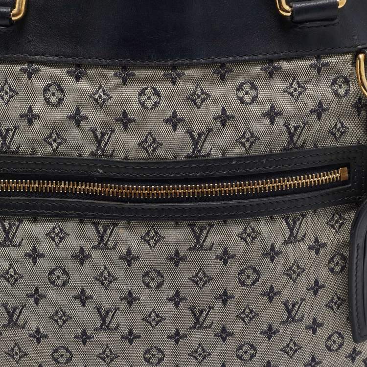Pre Owned Louis Vuitton Navy Blue Monogram Mini Lin Canvas Lucille GM Bag