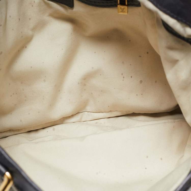 Pre Owned Louis Vuitton Navy Blue Monogram Mini Lin Canvas Lucille GM Bag