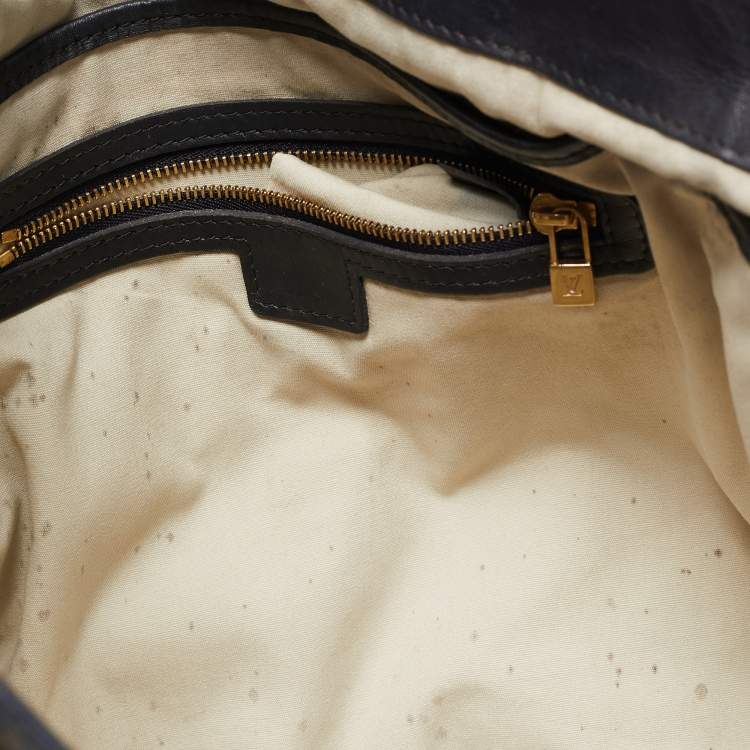 Pre Owned Louis Vuitton Navy Blue Monogram Mini Lin Canvas Lucille GM Bag