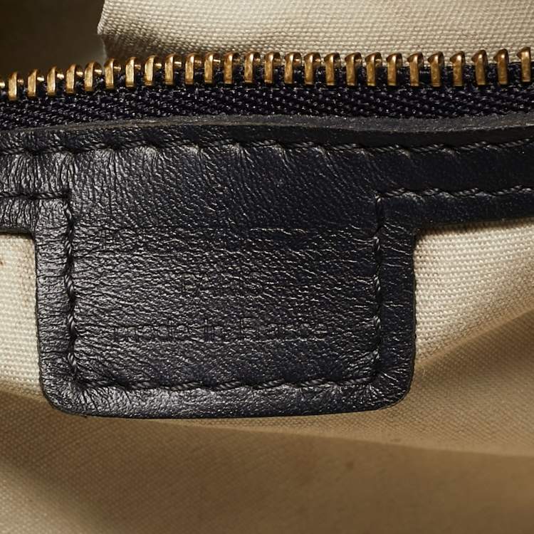Pre Owned Louis Vuitton Navy Blue Monogram Mini Lin Canvas Lucille GM Bag