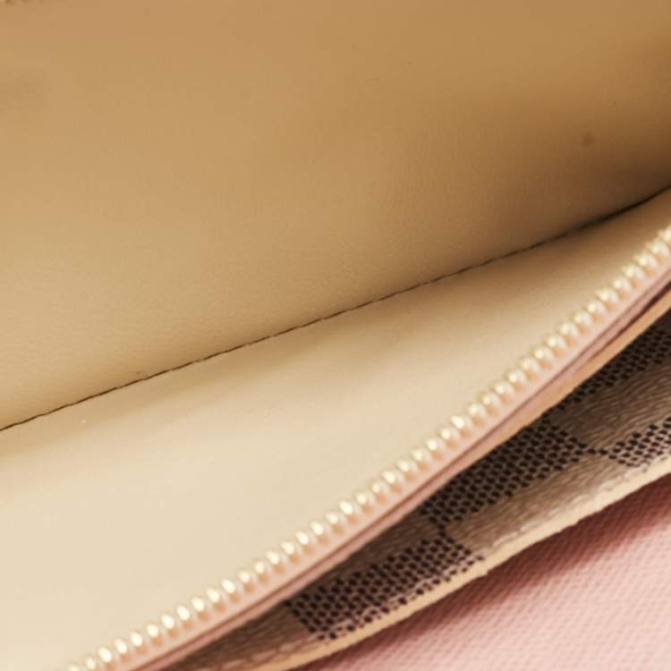 Pre Owned Louis Vuitton Rose Ballerine Damier Azur Canvas Emilie Wallet