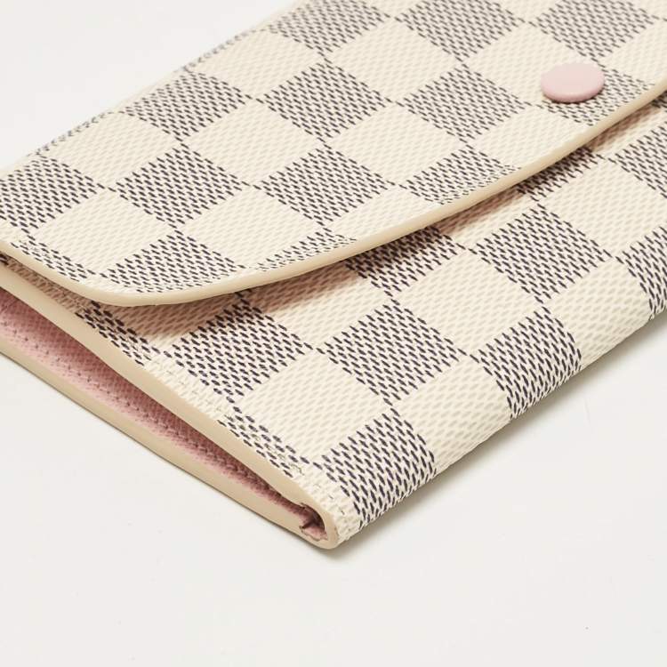 Pre Owned Louis Vuitton Rose Ballerine Damier Azur Canvas Emilie Wallet