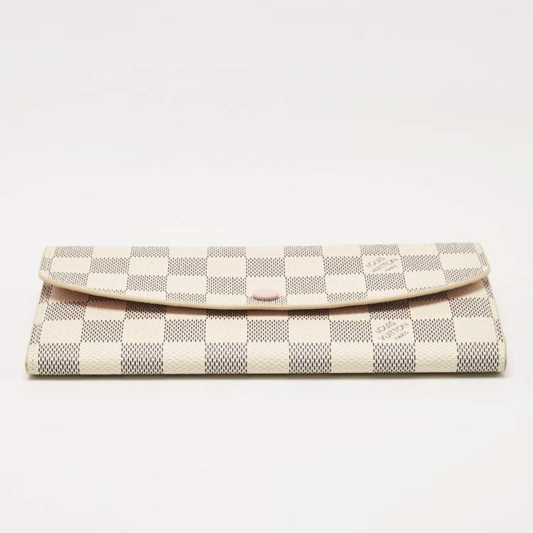 Pre Owned Louis Vuitton Rose Ballerine Damier Azur Canvas Emilie Wallet