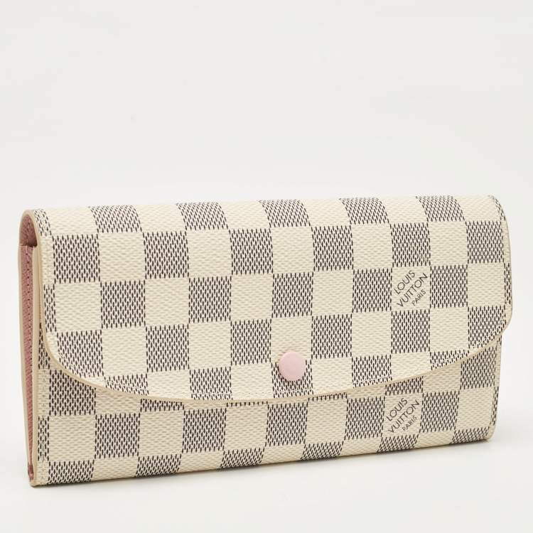 Pre Owned Louis Vuitton Rose Ballerine Damier Azur Canvas Emilie Wallet