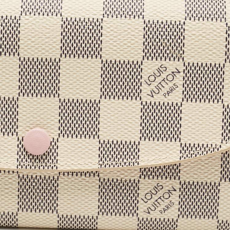 Pre Owned Louis Vuitton Rose Ballerine Damier Azur Canvas Emilie Wallet
