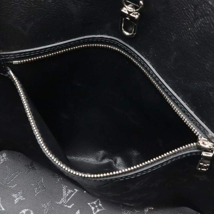 Pre Owned Louis Vuitton Black White Neverfull MM Tote Bag