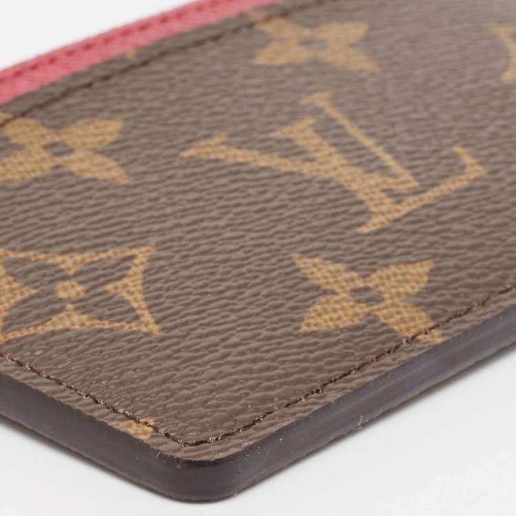 Pre Owned Louis Vuitton Fuchsia Monogram Canvas Card Holder